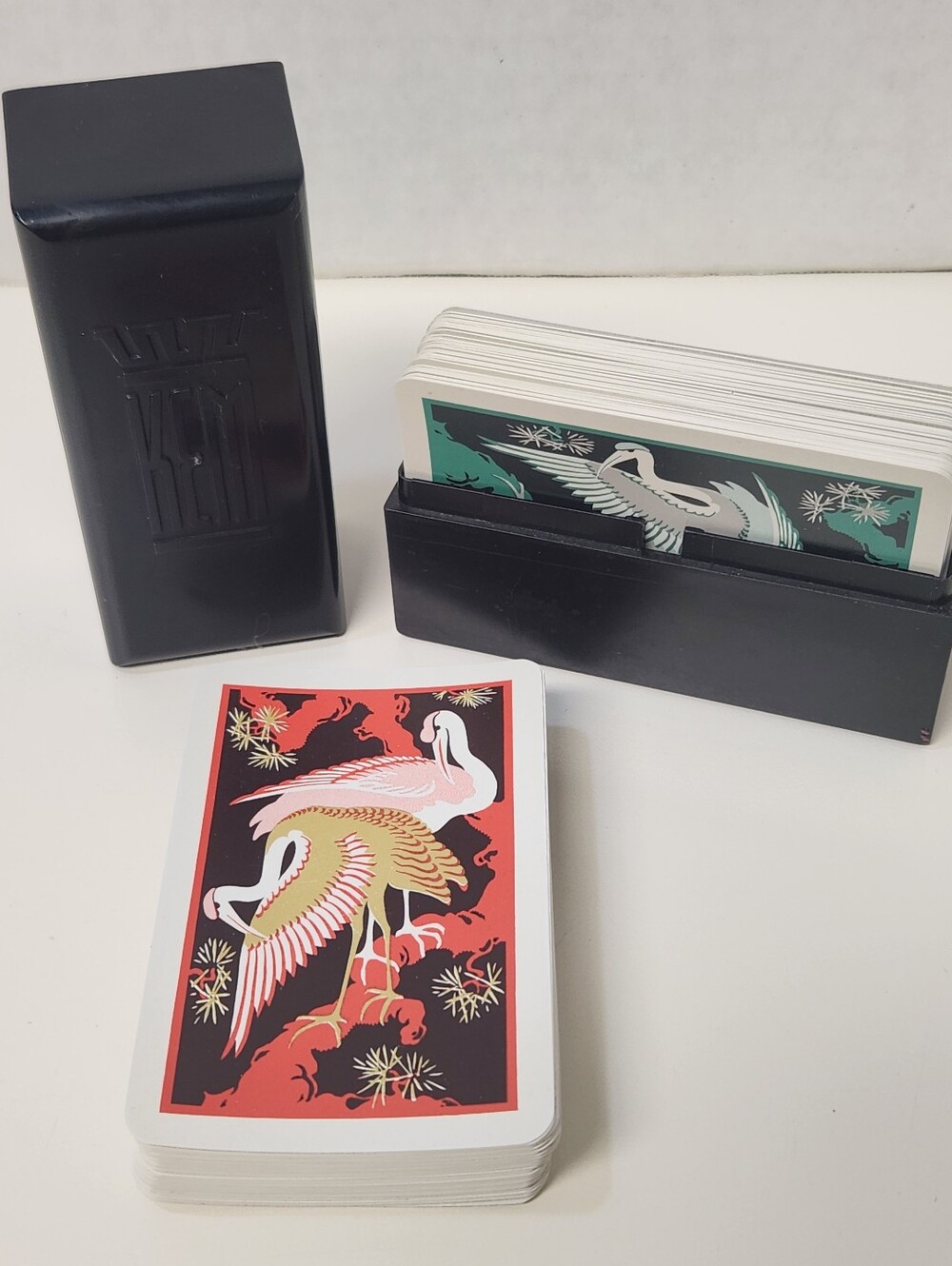 Vintage KEM Flamingo Crane Playing Cards In Plastic Case Two Decks